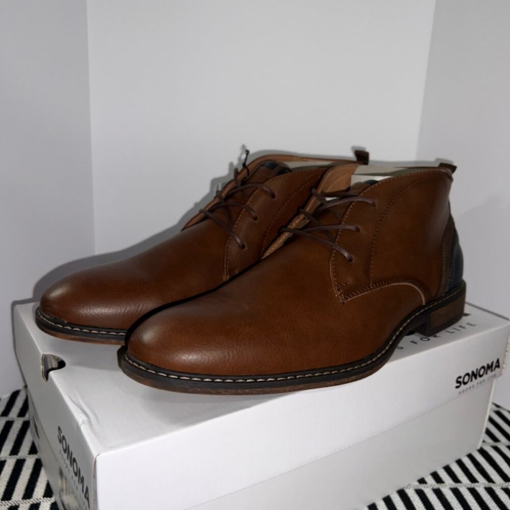 Sonoma Goods For Life Elroy Men's Mahogany Chukka Boots Size 11 M. New With Box
